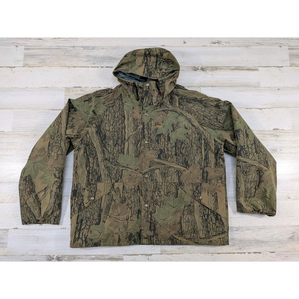 Vintage Cabelas Jacket Mens Large Goretex Trebark Camo USA Made Hunting Outdoor